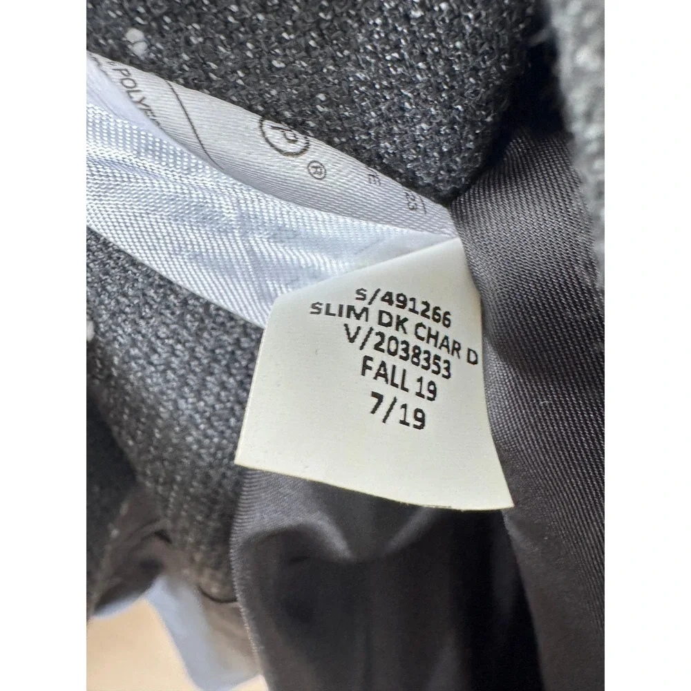 Banana Republic Blazer Men Dark Charcoal Grey Slim Fit Textured Sport Coat 42L